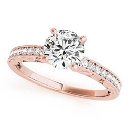 0.96 CTW Certified VS/SI Diamond Solitaire Antique Ring 18K Rose Gold - REF-199X3T - 27247