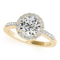 0.50 CTW Certified VS/SI Diamond Solitaire Halo Ring 18K Yellow Gold - REF-69T6X - 26322