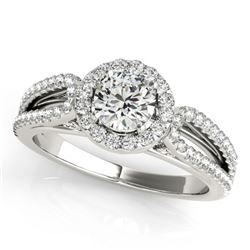 0.75 CTW Certified VS/SI Diamond Solitaire Halo Ring 18K White Gold - REF-95N8Y - 26419