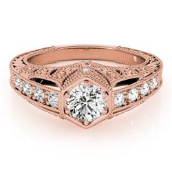 0.65 CTW Certified VS/SI Diamond Solitaire Antique Ring 18K Rose Gold - REF-137N3Y - 27301