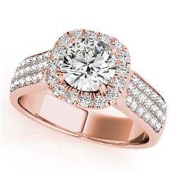 1.8 CTW Certified VS/SI Diamond Solitaire Halo Ring 18K Rose Gold - REF-435K5R - 26791