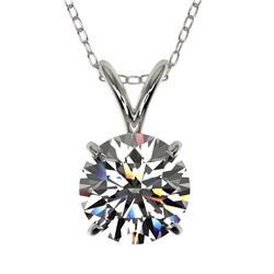 1.30 CTW Certified H-SI/I Quality Diamond Solitaire Necklace 10K White Gold - REF-178F2M - 36782