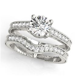 0.45 CTW Certified VS/SI Diamond Solitaire 2Pc Wedding Set Antique 14K White Gold - REF-94M2F - 3152