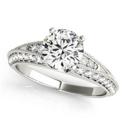 1.33 CTW Certified VS/SI Diamond Solitaire Antique Ring 18K White Gold - REF-209M3F - 27258