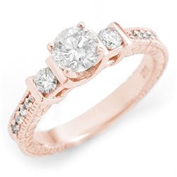 1.0 CTW Certified VS/SI Diamond Ring 14K Rose Gold - REF-131X3T - 11533