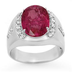 7.33 CTW Pink Sapphire & Diamond Mens Ring 10K White Gold - REF-154H5W - 13417