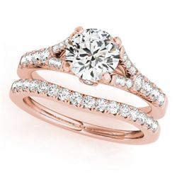 1.06 CTW Certified VS/SI Diamond Solitaire 2Pc Wedding Set 14K Rose Gold - REF-96H5W - 31743