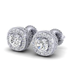 1.69 CTW VS/SI Diamond Solitaire Art Deco Stud Earrings 18K White Gold - REF-263X6T - 37118