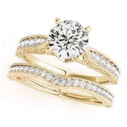 1.7 CTW Certified VS/SI Diamond Solitaire 2Pc Wedding Set Antique 14K Yellow Gold - REF-432X2T - 315