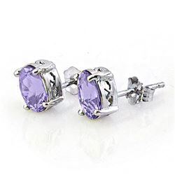 2.0 CTW Tanzanite Earrings 14K White Gold - REF-31Y8N - 11327