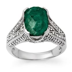 4.75 CTW Emerald & Diamond Ring 18K White Gold - REF-120N5Y - 13928