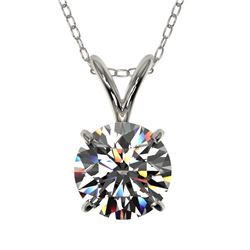 1 CTW Certified H-SI/I Quality Diamond Solitaire Necklace 10K White Gold - REF-178W2H - 33182