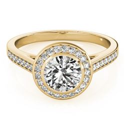 1.3 CTW Certified VS/SI Diamond Solitaire Halo Ring 18K Yellow Gold - REF-385W3H - 26418