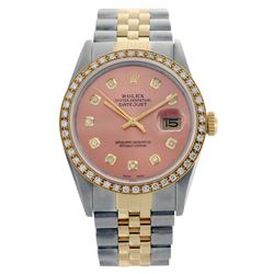 Rolex Men's Two Tone 14K Gold/SS, QuickSet, Diamond Dial & Diamond Bezel - REF-474N5F