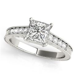 1.5 CTW Certified VS/SI Princess Diamond Solitaire Antique Ring 18K White Gold - REF-564W8H - 27234