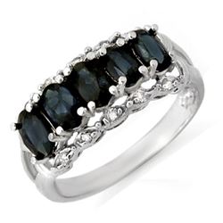 2.0 CTW Blue Sapphire & Diamond Ring 18K White Gold - REF-46T4X - 12423