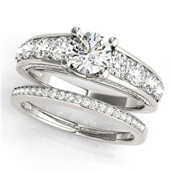 3.25 CTW Certified VS/SI Diamond 2Pc Set Solitaire Wedding 14K White Gold - REF-640T5X - 32099