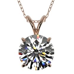 2 CTW Certified H-SI/I Quality Diamond Solitaire Necklace 10K Rose Gold - REF-561K5R - 33231