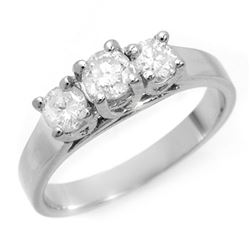 0.85 CTW Certified VS/SI Diamond 3 Stone Ring 14K White Gold - REF-119X3T - 10978