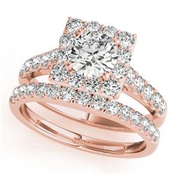 2.79 CTW Certified VS/SI Diamond 2Pc Wedding Set Solitaire Halo 14K Rose Gold - REF-601T3X - 31191