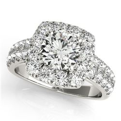 2.5 CTW Certified VS/SI Diamond Solitaire Halo Ring 18K White Gold - REF-581F3M - 26446