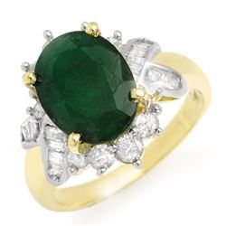 3.27 CTW Emerald & Diamond Ring 14K Yellow Gold - REF-71Y5N - 13328