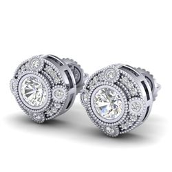 1.5 CTW VS/SI Diamond Solitaire Art Deco Stud Earrings 18K White Gold - REF-263H6W - 36980