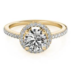 0.90 CTW Certified VS/SI Diamond Solitaire Halo Ring 18K Yellow Gold - REF-132T4X - 26813