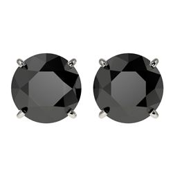 3.10 CTW Fancy Black VS Diamond Solitaire Stud Earrings 10K White Gold - REF-79X5T - 36694