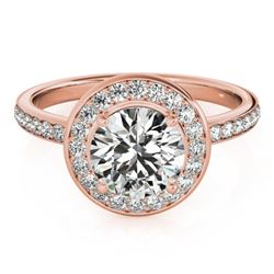 1.08 CTW Certified VS/SI Diamond Solitaire Halo Ring 18K Rose Gold - REF-200K2R - 26986