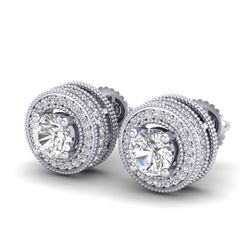 2.09 CTW VS/SI Diamond Solitaire Art Deco Stud Earrings 18K White Gold - REF-254W5H - 37139