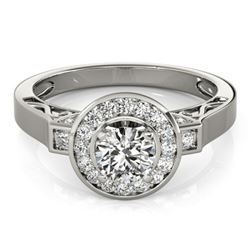 1.5 CTW Certified VS/SI Diamond Solitaire Halo Ring 18K White Gold - REF-394H5W - 27084