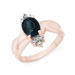 1.58 CTW Blue Sapphire & Diamond Ring 14K Rose Gold - REF-32Y2N - 13834