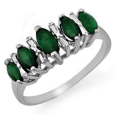 0.70 CTW Emerald Ring 18K White Gold - REF-31M6F - 12656