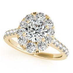 1.7 CTW Certified VS/SI Diamond Solitaire Halo Ring 18K Yellow Gold - REF-247K3R - 26798