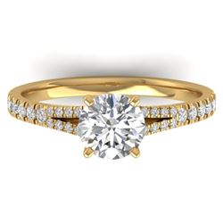 1.36 CTW Certified VS/SI Diamond Solitaire Art Deco Ring 14K Yellow Gold - REF-353H3W - 30377