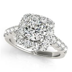 1.5 CTW Certified VS/SI Diamond Solitaire Halo Ring 18K White Gold - REF-161N8Y - 26206