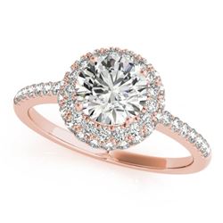 1.6 CTW Certified VS/SI Diamond Solitaire Halo Ring 18K Rose Gold - REF-389N3Y - 26486