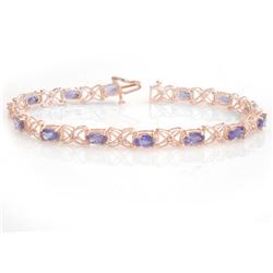 8.65 CTW Tanzanite & Diamond Bracelet 18K Rose Gold - REF-153X3T - 13907