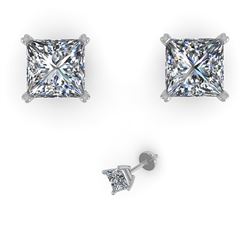 1.05 CTW Princess Cut VS/SI Diamond Stud Designer Earrings 18K Rose Gold - REF-164N2Y - 32282