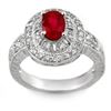 Image 1 : 1.93 CTW Ruby & Diamond Ring 18K White Gold - REF-96R5K - 11026