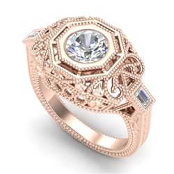 1.13 CTW VS/SI Diamond Solitaire Art Deco Ring 18K Rose Gold - REF-360K2R - 37047