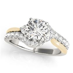 1.1 CTW Certified VS/SI Diamond Bypass Solitaire Ring 18K White & Yellow Gold - REF-145N5Y - 27736