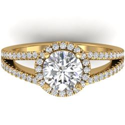 2 CTW Certified VS/SI Diamond Solitaire Micro Halo Ring 14K Yellow Gold - REF-512N2Y - 30380