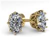Image 1 : 1.0 CTW VS/SI Oval Cut Diamond Stud Solitaire Earrings 18K Yellow Gold - REF-156T4X - 35671