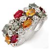 Image 1 : 4.20 CTW Multi-Sapphire & Diamond Ring 10K White Gold - REF-51M8F - 11064