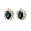 Image 1 : 4.05 CTW Blue Sapphire & Diamond Earrings 14K Yellow Gold - REF-65M6F - 10236