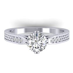 1.22 CTW Certified VS/SI Diamond Solitaire Art Deco Ring 14K White Gold - REF-355H3W - 30507