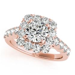 1.5 CTW Certified VS/SI Diamond Solitaire Halo Ring 18K Rose Gold - REF-161X8T - 26207