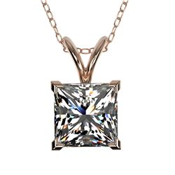 1.25 CTW Certified VS/SI Quality Princess Diamond Necklace 10K Rose Gold - REF-367T3X - 33215
